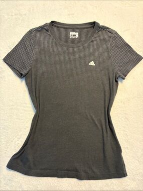 adidas Black Short-Sleeve Women's Active Tee with Subtle Dot Texture